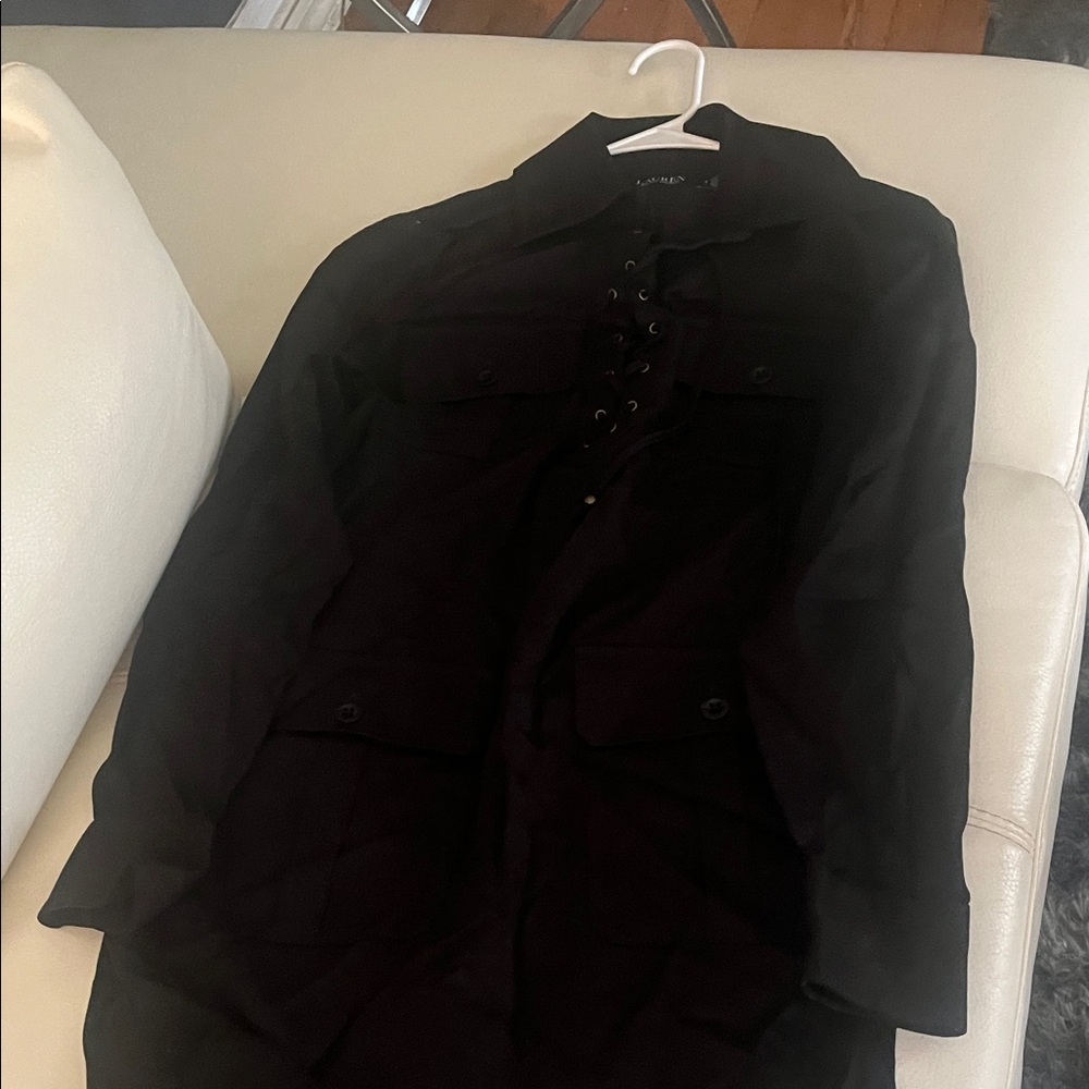 Ralph Lauren Black Lace-Up Top